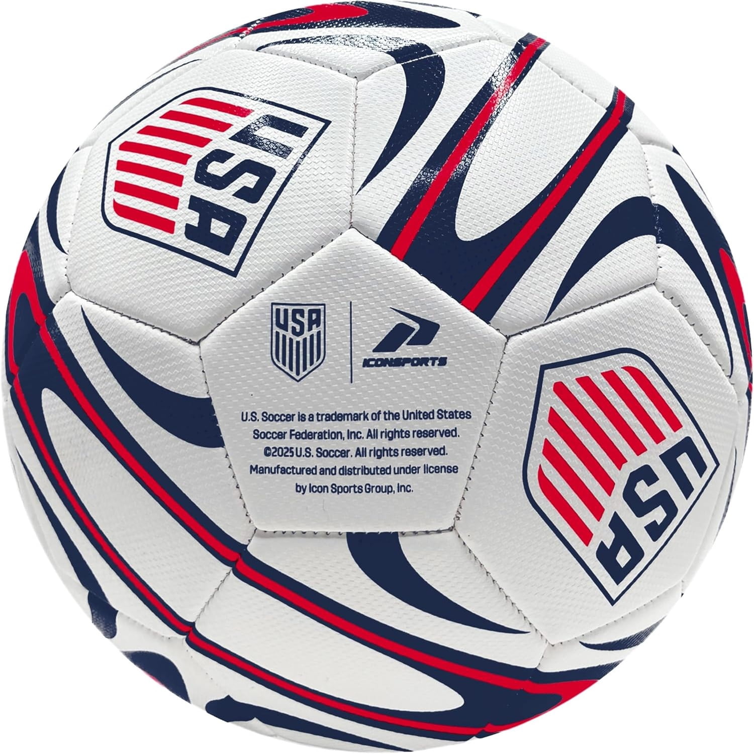 Icon Sports Official Licensed US Soccer Federation Soccer Ball - USSF188BL White Size 5