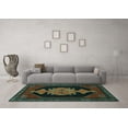 thumbnail image 3 of Ahgly Company Machine Washable Indoor Square Persian Turquoise Blue Traditional Area Rugs, 4' Square, 3 of 4