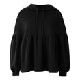 thumbnail image 4 of larppty Womens Oversized Hoodies Sweatshirts Casual Lantern Long Sleeve Drawstring Peplum Hem Loose Hooded Pullover Tops Fall Outfits (Black, XXL), 4 of 6