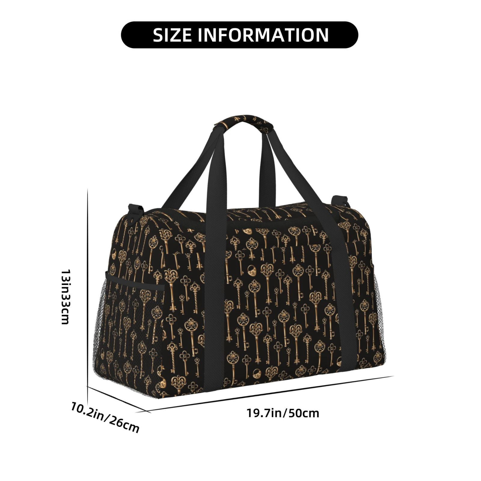 Fuzoiu Keys Print Travel Duffle Bag,Carry On Tote Bags,Duffel Bag,Sport Gym Bag, Hospital Bag for Labor and Delivery, Overnight Bag,Luggage Bag