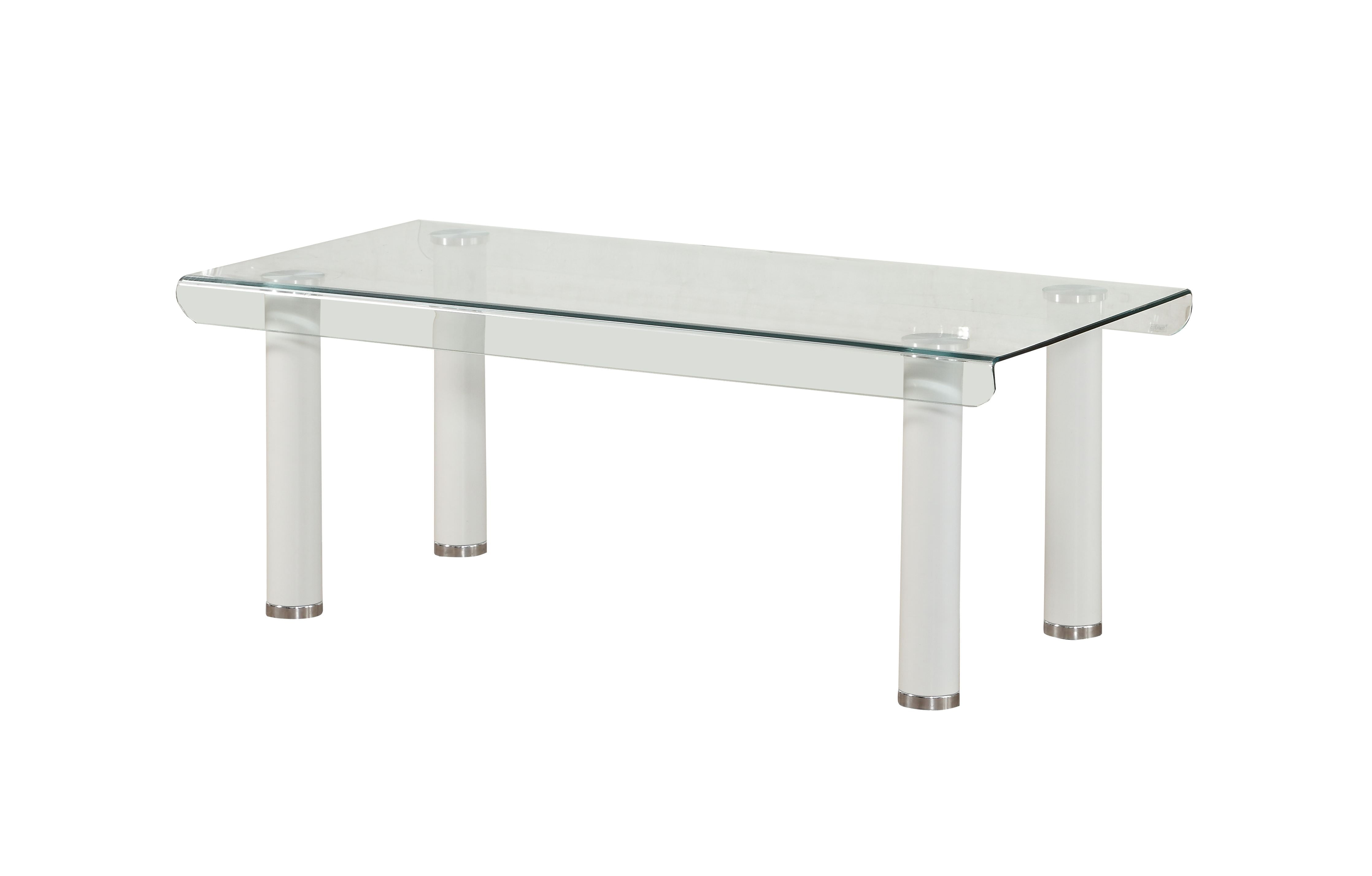 Acme Gordias Bent Glass Coffee Table In White Metal