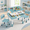 Gray, variant on DOREROOM 4 in 1 Kids Table and 2 Chairs Set with Storage, Toddler Table and Chair Set for Kids Ages 3-10, Graffiti & Building Blocks Double-Sided Tabletop (Grayish Blue, 2 Chairs)