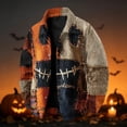 thumbnail image 2 of Delconic Mens Corduroy Jacket Loose Casual Turn Down Collar Long Sleeve Button Front Shirt Jacket Halloween Print Outerwear Top Saffron S, 2 of 6