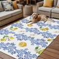 thumbnail image 2 of Fsddascl Summer Lemon Outdoor Rug for Patio/Deck/Porch, Non-Slip Large Area Rug 4 x 6 Ft, Navy Blue Spring Floral Botanical Indoor Outdoor Rugs Washable Area Rugs, Reversible Camping Rug Carpet, 2 of 5