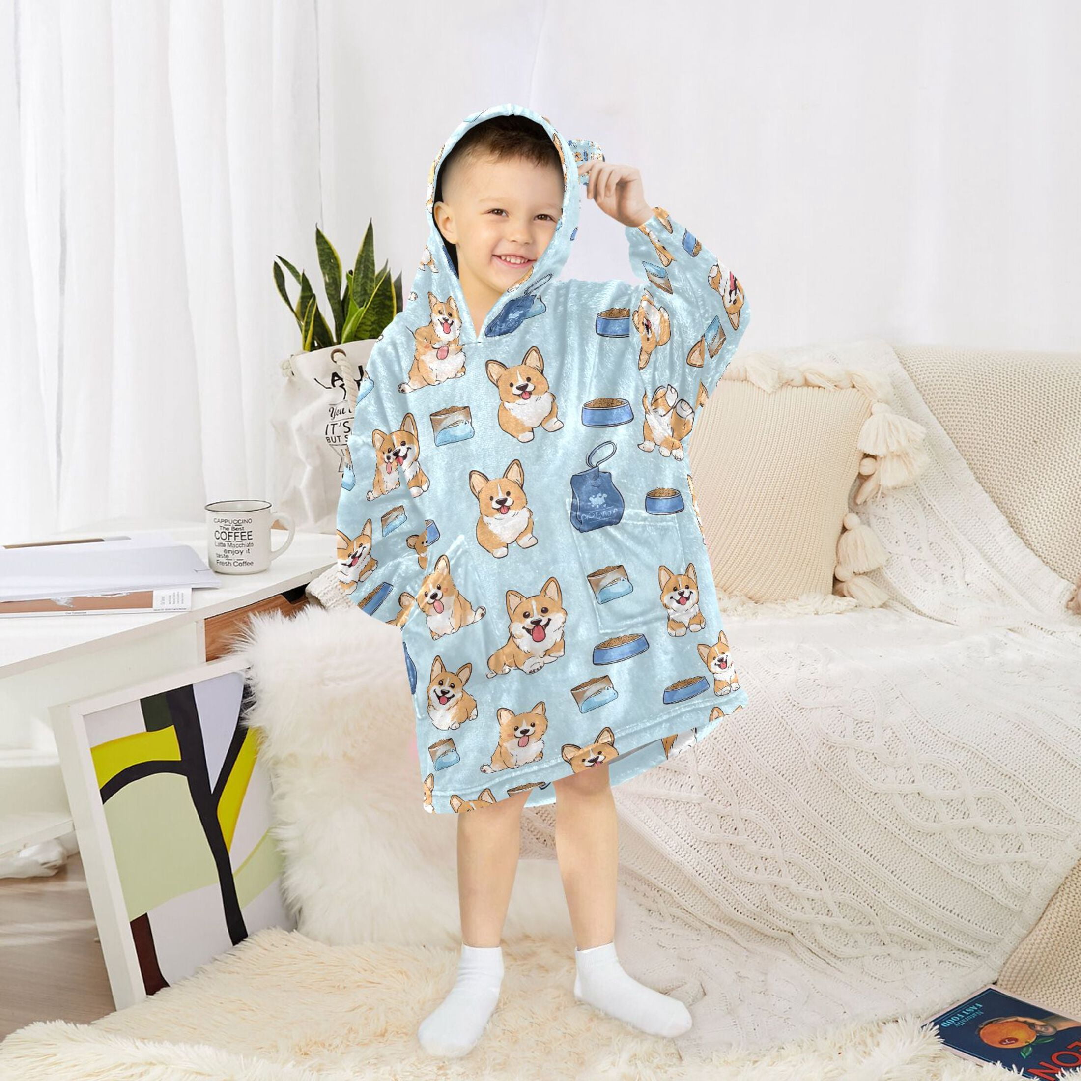 joogoo Wearable Blanket Hoodie for Cute Puppy Dogs Oversized Sherpa Hooded 3-14 YR M