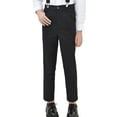 thumbnail image 5 of Boys Dress Pants, Solid Color Slim Fit Suit Pants for Kids, Formal Trousers for School, Concert and Special Occasions, Children's Slim Fit Dress Trousers Black 110, 5 of 10