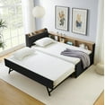 thumbnail image 7 of Modern Twin Size Upholstery Velvet Daybed,Multi Functional Daybed with Trundle Bed,Height Adjustable Day Bed with Storage Headboard and Wireless Charging,LED Lights,for Bedroom,Apartment, Black, 7 of 7
