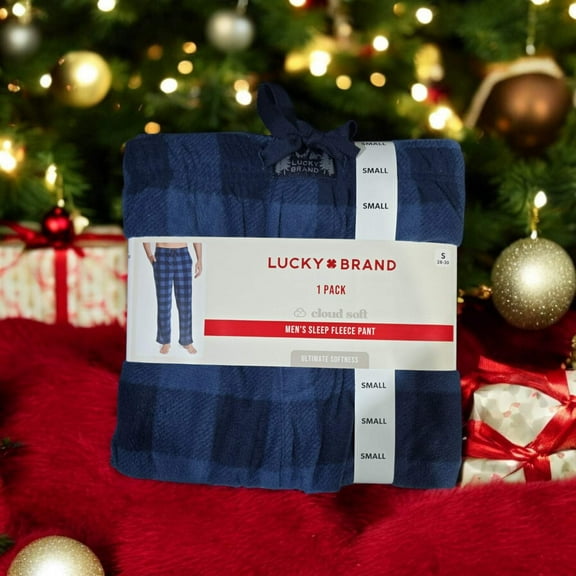 Lucky Brand Men's Sleep Fleece Pant, Blue, Small