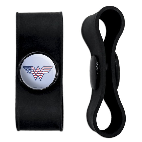 Wonder Woman USA American Flag Logo Headphone Earbud Cord Wrap - Charging Cable Manager - Wire Organizer Set of 2