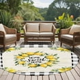 thumbnail image 5 of 7ft Round Rug, Summer Lemon Non-Skid Rubber Backing Large Area Rugs - Living Room Bedroom Home Office, Yellow Botanical Checkered Farmhouse Buffalo Indoor Floor Mat Carpets Washable Rug, 5 of 9