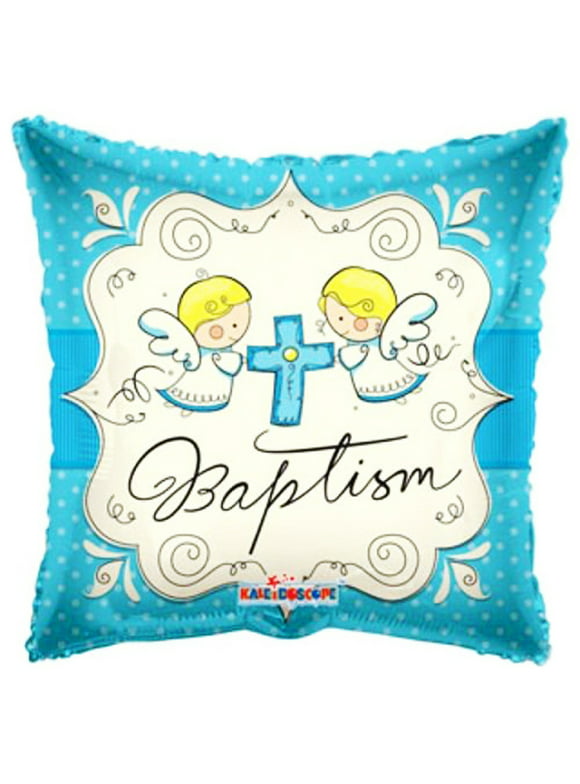 18" Baptism Cute Angels Theme Blue Foil Balloon ( 3 Balloons )