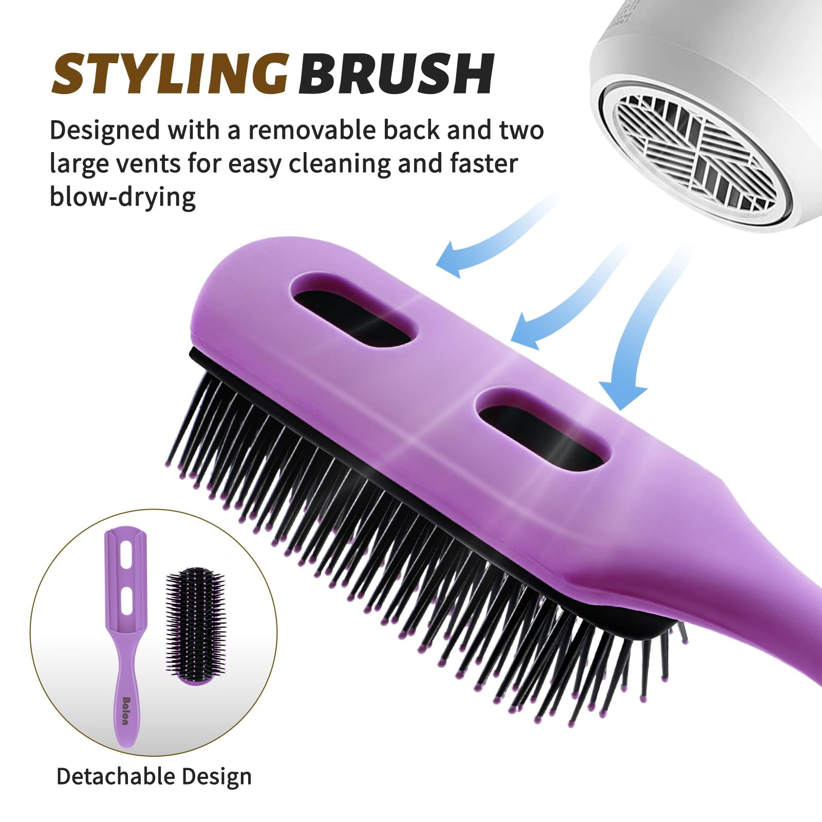 Hair Brush for Women and Men, 4Pcs Paddle Brush Detangling Brush Hair Comb Set for Long Thick Thin Curly Hair, Hairbrush Great On Wet or Dry, No More Tangle