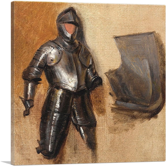 ARTCANVAS Study Of a Sixteenth Century Half Suit Of Armor Canvas Art Print by Richard Parkes Bonington - Size: 26" x 26" (1.50" Deep)