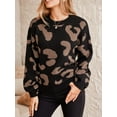 thumbnail image 3 of Cupshe Knitwear Animal-Leopard Sweater for Women Round Neck Banded Trim Casual Pullover Sweater, 3 of 5