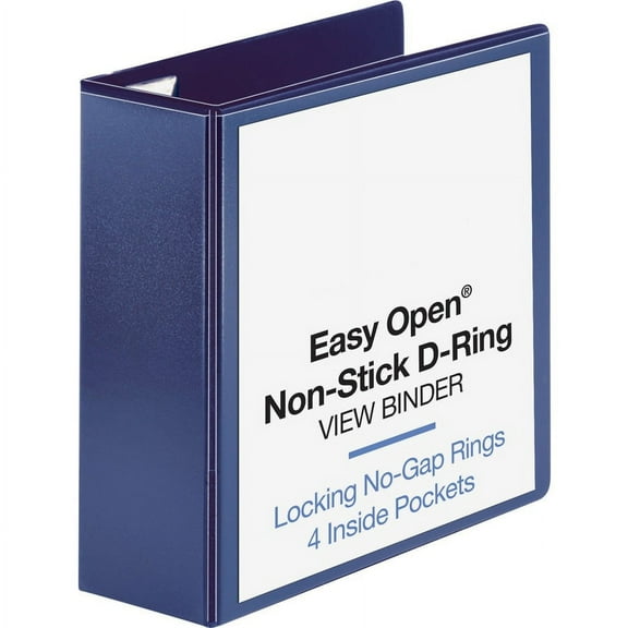 Business Source Easy Open Nonstick D-Ring View Binder - 4" Binder Capacity - Letter - 8 1/2" x 11" Sheet Size - D-Ring Fastener(s) - 4 Pocket(s) - Pol | Bundle of 2 Each