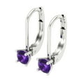 thumbnail image 2 of 14K Solid Gold Lever Back Stud Earrings for Women | 0.5 cttw Round Cut Natural Amethyst | White Gold, 2 of 5