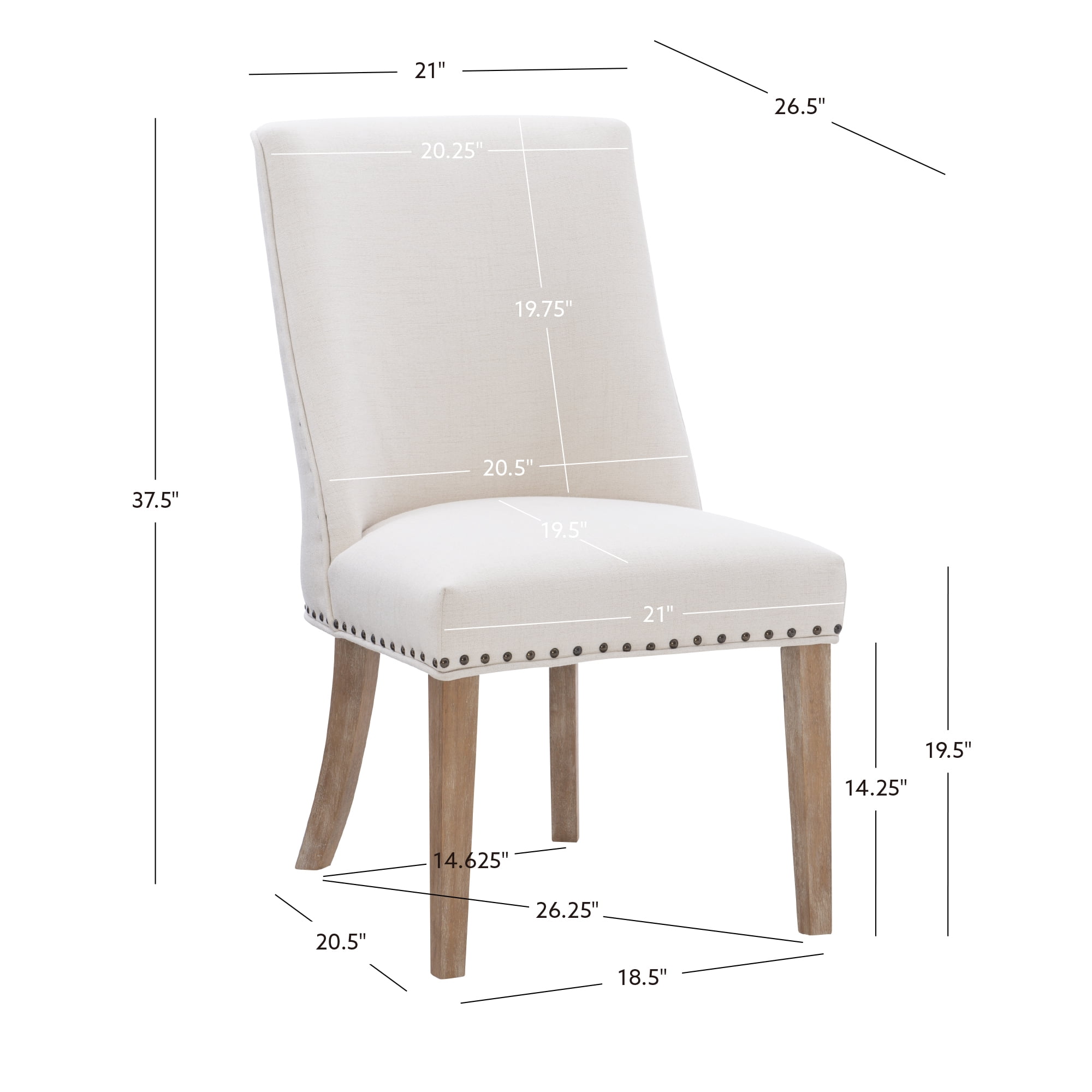 Powell Augusta Upholstered Dining Chair, Set of 2, Natural with Natural