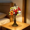 thumbnail image 4 of BGZLEU Stained Glass Table Lamp,Vintage Style Desk Lamp,Mid Century Modern Bedside Nightstand Decorative Lamps USB Powered,Unique Accent Light for Bedroom Living Room Office Home Decoration,E, 4 of 5
