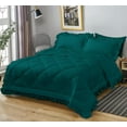 thumbnail image 3 of DNG Creations 3 Piece Ruffle Diamond Comforter All Season 550 GSM Oversized King Size - 800 Threads Count, 100% Egyptian Cotton Solid Teal Colour, 3 of 7