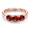 thumbnail image 3 of Gem Stone King 18K Rose Gold Plated Silver Red Garnet Engagement Ring for Women | 1.65 Cttw | Round 5MM | Gemstone January Birthstone | Size 7, 3 of 6