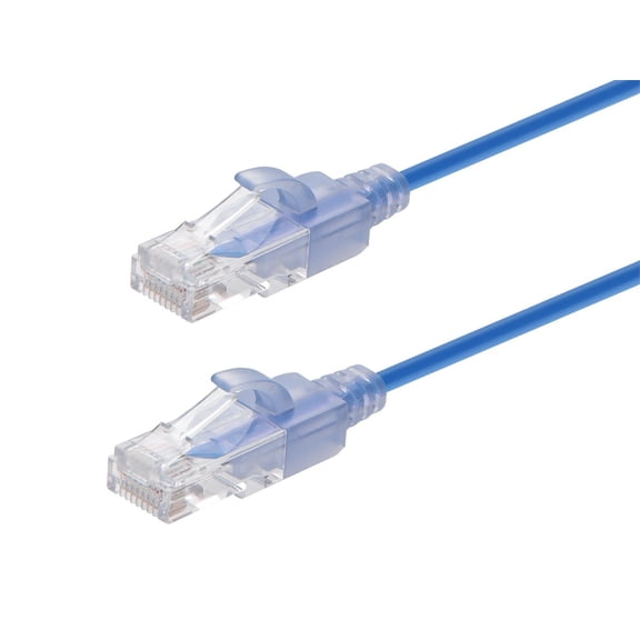 Monoprice Cat6A Patch Ethernet Cable - 5 Feet - Blue | UTP, 30AWG, 10G, Pure Bare Copper, Snagless RJ45, For Computer Networking Cable, LAN, Modem, Router - SlimRun Series