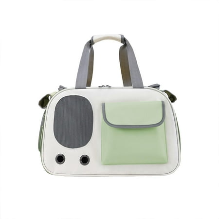 Gazechimp Cat Carrier Pet Tote Bag with Hook Transparent Viewing Window Pet Travel Bag Green