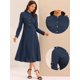 thumbnail image 2 of Vestido Elegante Maxi para Mujer 2023 con Botones Frontales Vestido largo con Cinturón Azul marino L, 2 of 6