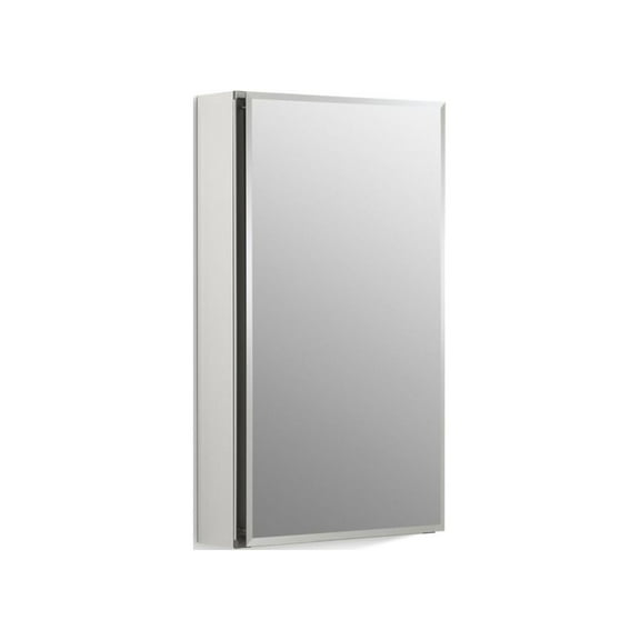 Kohler 15" W X 26" H Aluminum Single-Door Medicine Cabinet with Mirrored Door, Beveled Edges