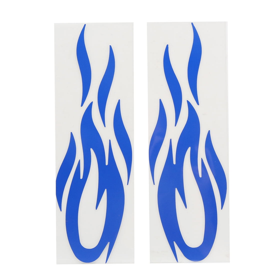 2Pcs Blue Flame Design Plastic Vinyl Reflective Sticker Decor for Car Exterior