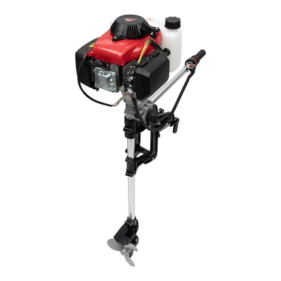 4HP Outboard Motor, 4 Stroke 53.2CC Marine Boat Engine with Air Cooling System, Hand Start Gasoline Engine for Inflatable Fishing Boats Yachts Water Sport Tools