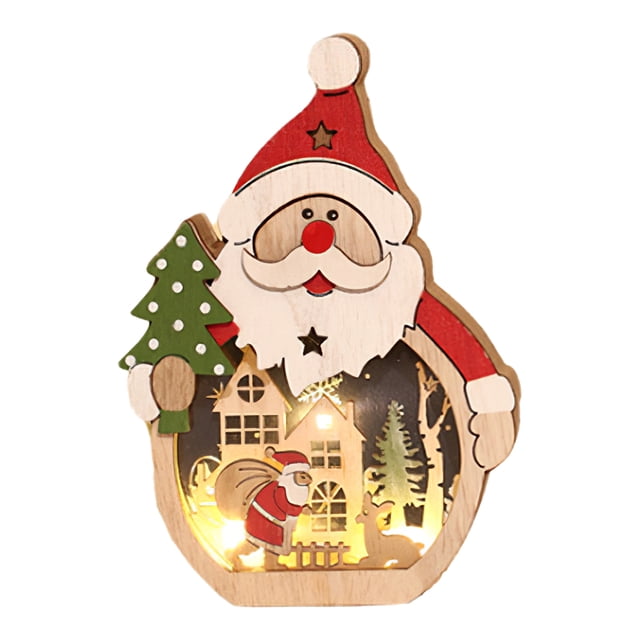 Decoración De Iluminación De Navidad Led Adorno Colorido De Navidad De Madera Luz De Hadas De Navidad Luminosa Para Fiesta De Dormitorio De Navidad sonducket HA027474-02