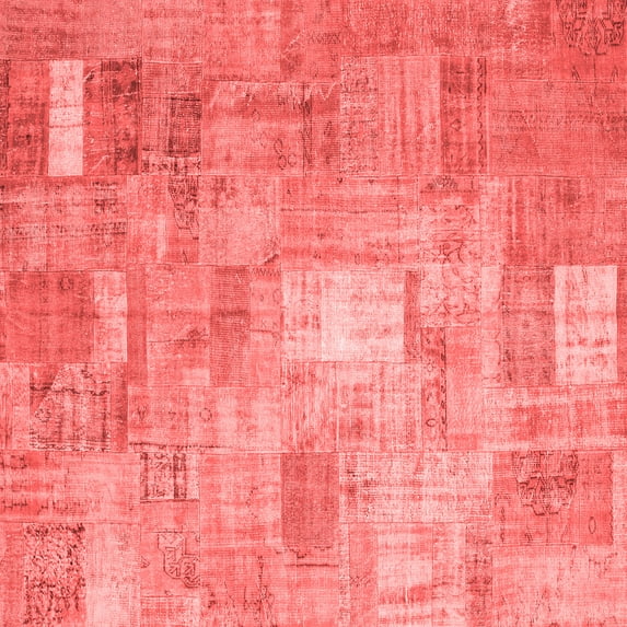 Ahgly Company Indoor Square Patchwork Red Transitional Area Rugs, 3' Square