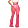 thumbnail image 1 of Kmbangi Femmes Évider Mesh Beach Pants Voir à Travers Fishnet Cover-up Pantalon Bikini Bas Rave Beachwear, 1 of 9