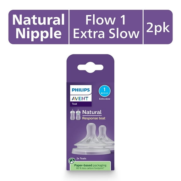 Philips Avent Natural Response Nipples, Extra Slow Flow (Flow 1), 2-Pack, SCY961/02