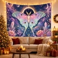 thumbnail image 3 of Floral Garden Luna with Moth Translucent Wings Shades, Mystical Fantasy for Space Lovers, Galaxy Room Decor, Mother'S Day Gift, Tapestry Wall Hanging for Bedroom and Dorm, 3 of 7