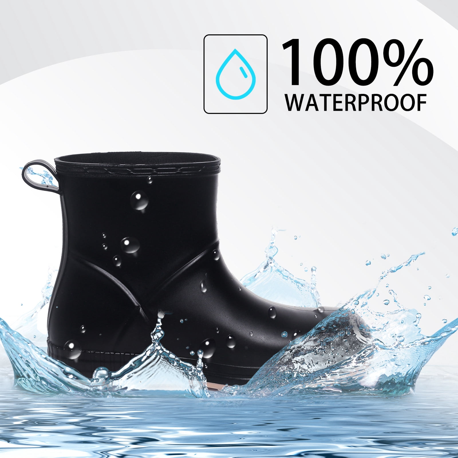 Lcamaw Rain Boots for Women & Men, Lightweight Waterproof Short Rubber Boots, Anti-Slip Mud Garden Boots Chelsea Ankle Rain Boots with Comfortable Insoles for Outdoor Work