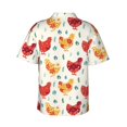 thumbnail image 3 of Daiia Flower Chicken Hawaiian Shirt for Men Gentle Cotton Regular Short Sleeve Casual-XX-Large, 3 of 9