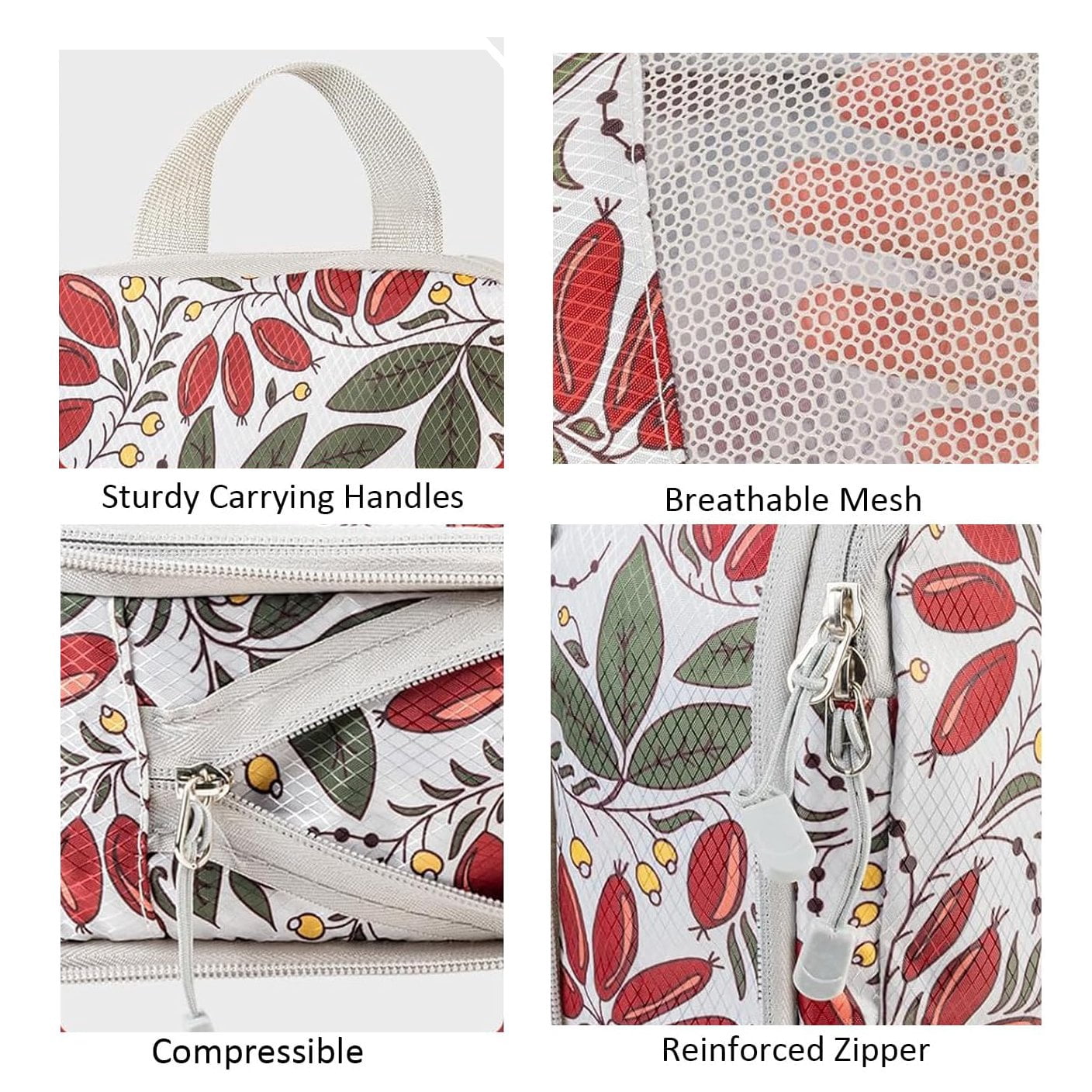 4-Pcs Packing Cube Set - Lightweight Organizers For Home Organizers Vacation And Suitcases With Compression Compression Packing Cubes Travel(Berry print )