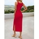thumbnail image 5 of Vestido ZESICA Summer Floral Knit Bodycon Midi Rojo para mujer, 5 of 7