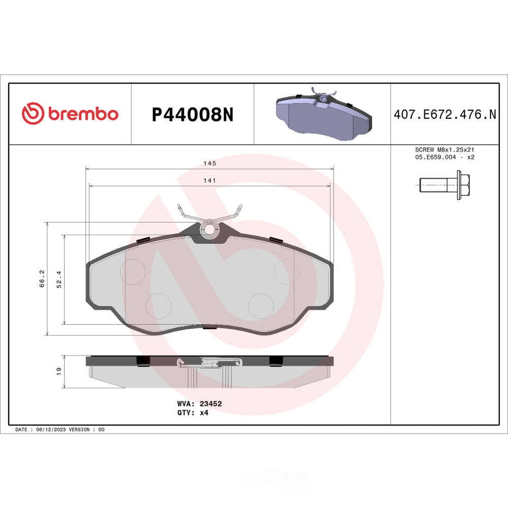 Brembo KT00490 ceramic brake pad and UV coated vented brake disc kit