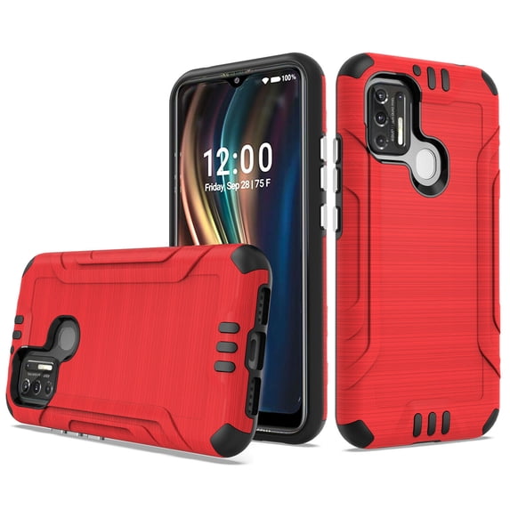 for Coolpad Suva (CP3669AANB) Boost Mobile Defender Magnetic Brushed Metal Hybrid Shockproof Phone Cover Case