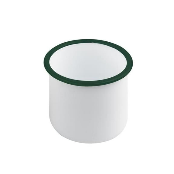 Packnwood 294ENPOT350 3.1 x 3.1 in. 12 oz Straight Side Rim Enamel Delipot, White with Green - 12 Piece