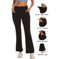 thumbnail image 5 of Hanerdun Womens Bootcut Yoga Pants with Pockets Flare Workout Legging High Waist Lightweight Bottoms Activewear Black M, 5 of 8