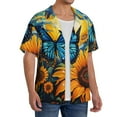 thumbnail image 2 of Logiee Colorful Cloud Butterfly Sunflower Print Men's Button Down Shirts Short Sleeve, Summer Beach Shirts,Vacation Wedding Shirts,Men's Casual Button-Down Shirts with Pocket-4X-Large, 2 of 5