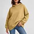 thumbnail image 5 of Essentials Hoodie Zaewscy Women's /Winter Casual Solid-Color Long-Sleeve Hooded Sweatshirt With Pockets Khaki L, 5 of 9