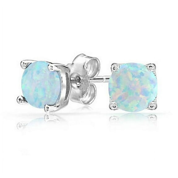White Created Fire Opal Stud Earrings White gold Plated Womens Ginger Lyne Collection