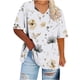 thumbnail image 1 of Puntoco Liquidación de blusas cortas para mujer Camisa básica estampada de manga corta con cuello en V y talla grande para mujer, 1 of 5