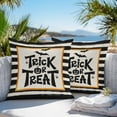 thumbnail image 5 of Outdoor Waterproof Pillow Covers Halloween Pumpkins Bat Black Striped Decorative Throw Pillow Protectors,Trick Or Treat Pillowcase Cushion Cases for Patio Sofa Garden Couch,18x18in,Pack of 2, 5 of 9