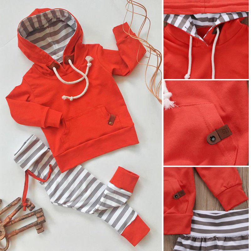 2PCS Newborn Kid Baby Boy Hoodie Sweatshirt Tops+Pants Outfits Sets Tracksuit Fn 