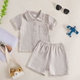 thumbnail image 2 of Akiihool Baby Boy Outfit Toddler Kids Boy Summer Clothes 6 12 18 24 Months 2T 3T 4T Short Sleeves Shirt Tops & Casual Shorts Outfit Set(Light Gray,12-18 Months), 2 of 3